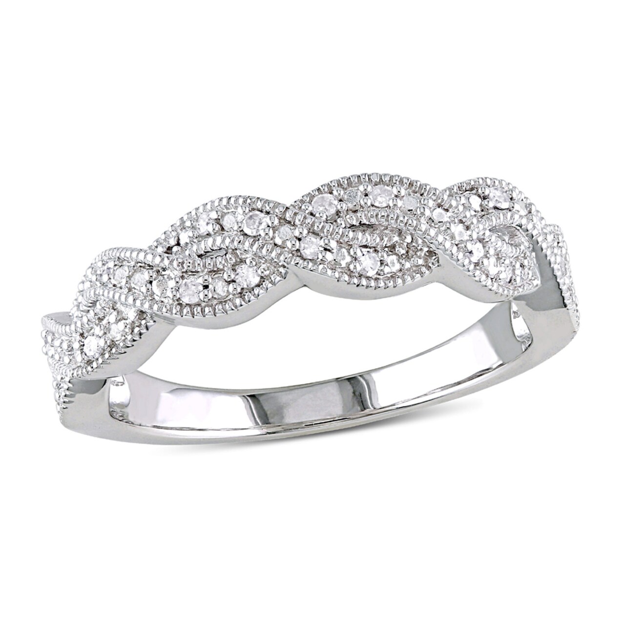 Gem And Harmony 1/10 Carat (ctw) Diamond Twist Ring in Sterling Silver
